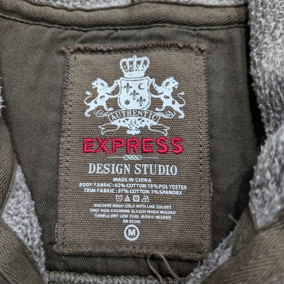 EXPRESS Men Camouflage Jacket Coat Hoodie Zipper Front Brown Camo Size Medium - Picture 3 of 10